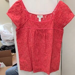 LOFT Coral Lace Blouse